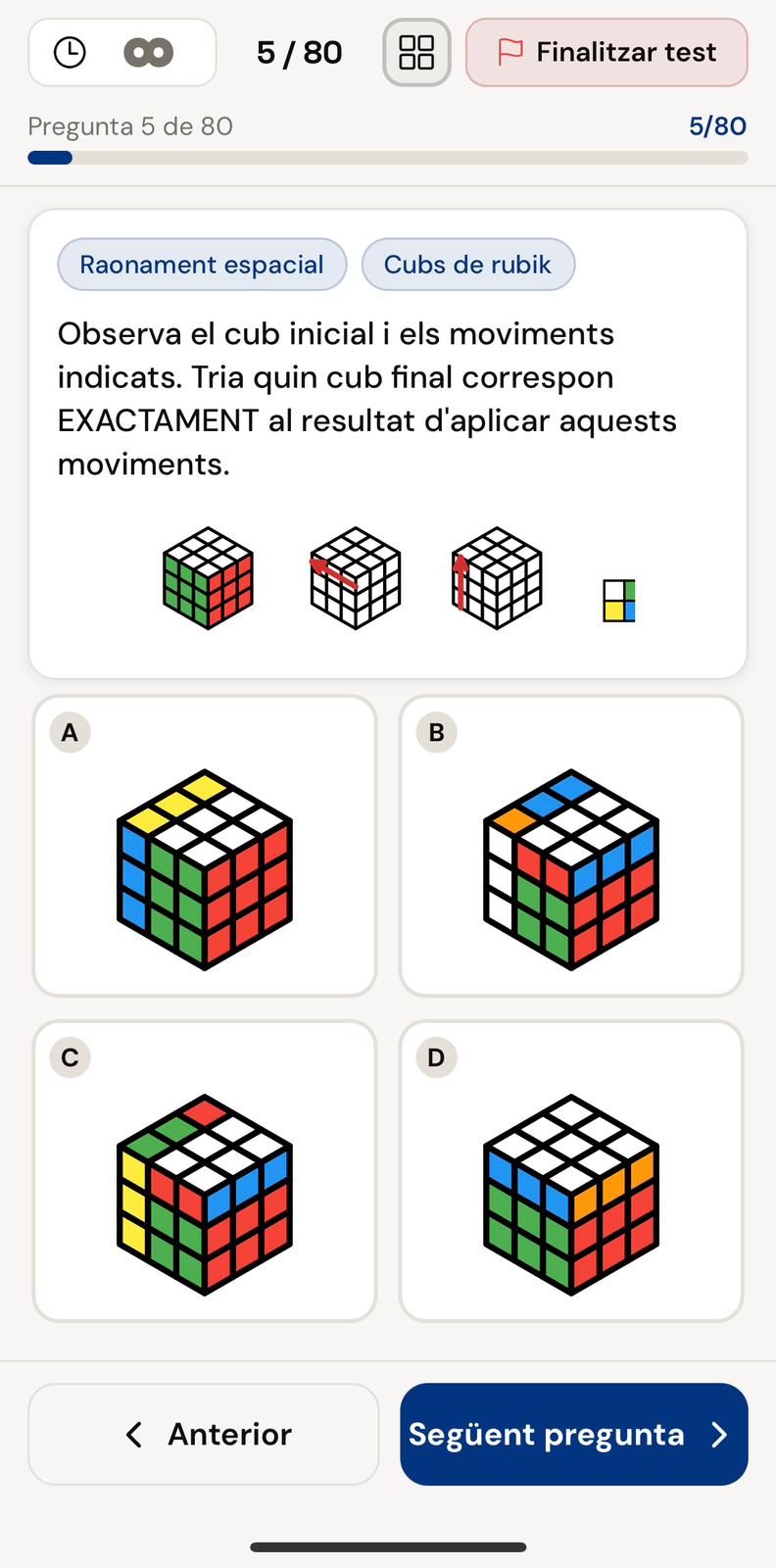 Pregunta de cubs de rubik a l'app